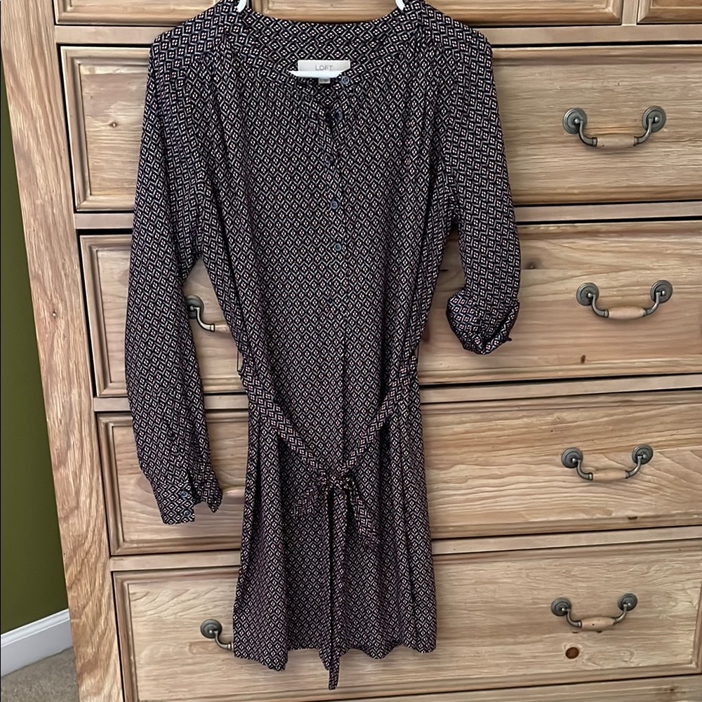 LOFT Women's Black Patterned Dress
